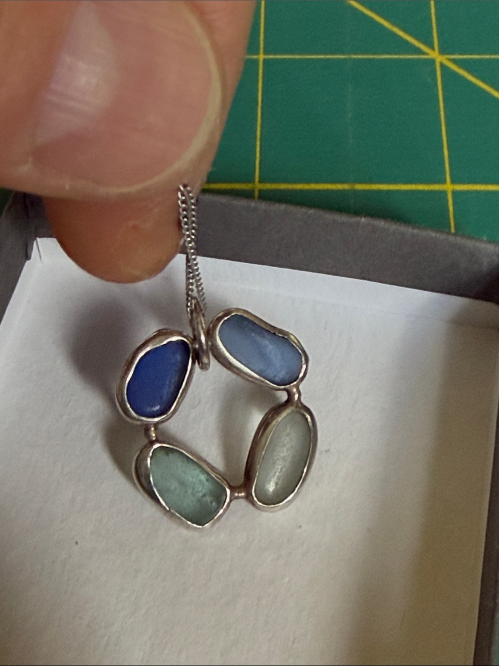 Lita Sea glass Sterling Silver Pendant Necklace in Blues - Picture 3 of 7